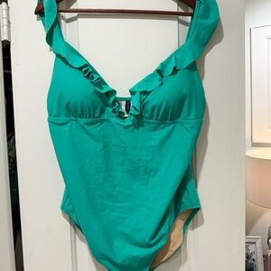 J crew green one piece  bathing suit